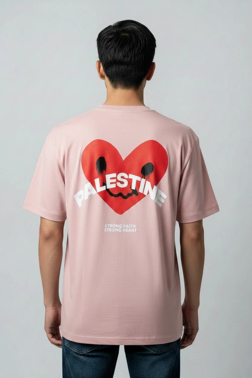 T-shirt Palestine homme imprimé cœur rouge