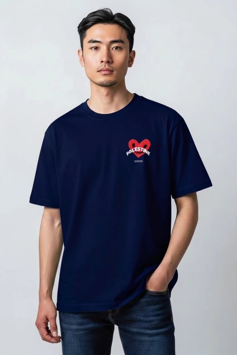 T-shirt Palestine homme imprimé cœur rouge