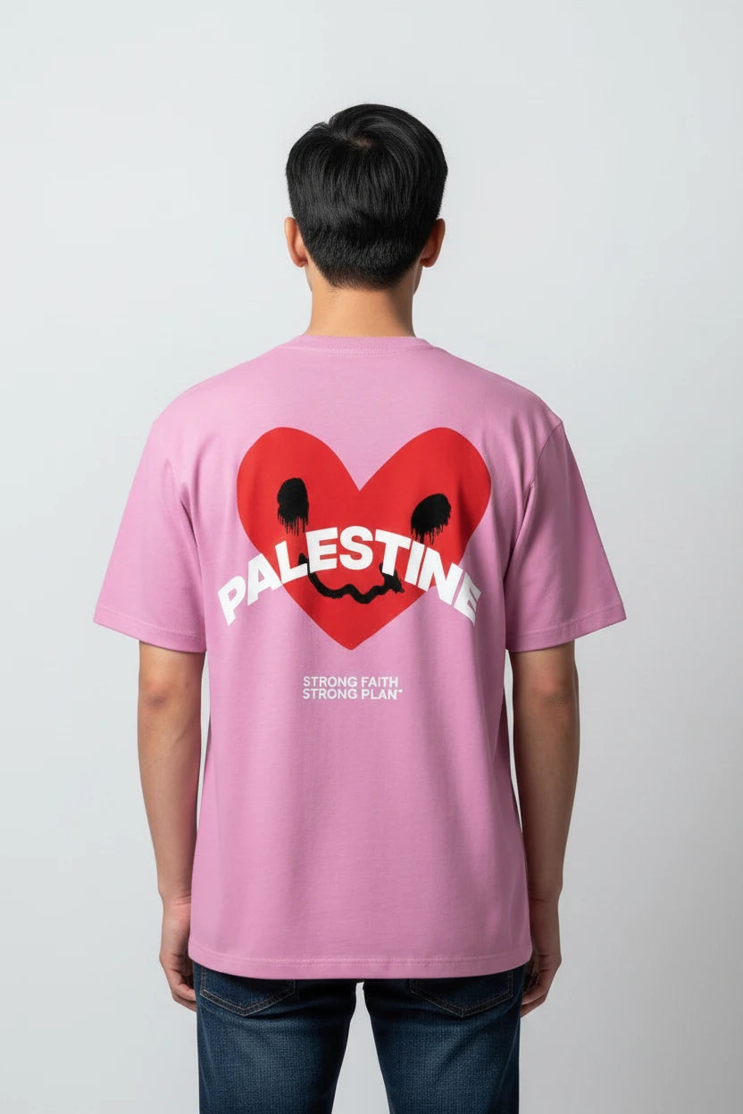 T-shirt Palestine homme imprimé cœur rouge