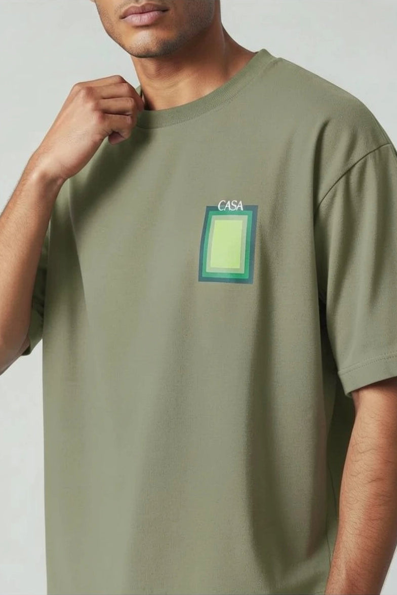 T-Shirt Graphique Casa – Édition Carré Vert